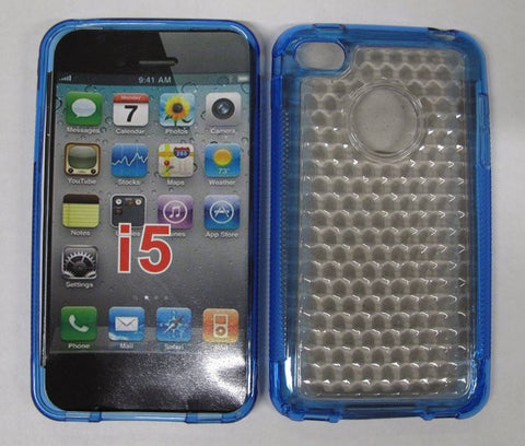 Unique Bubble Pattern TPU & Plastic Hybrid Case for iPhone 5 (Blue Edge)
