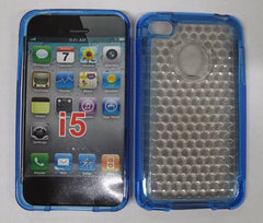Unique Bubble Pattern TPU & Plastic Hybrid Case for iPhone 5 (Blue Edge)