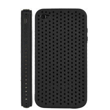 Ventilated Silicone Case Cover for iPhone 4 4S - Black