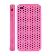 Ventilated Silicone Case Cover for iPhone 4 4S (Pink)